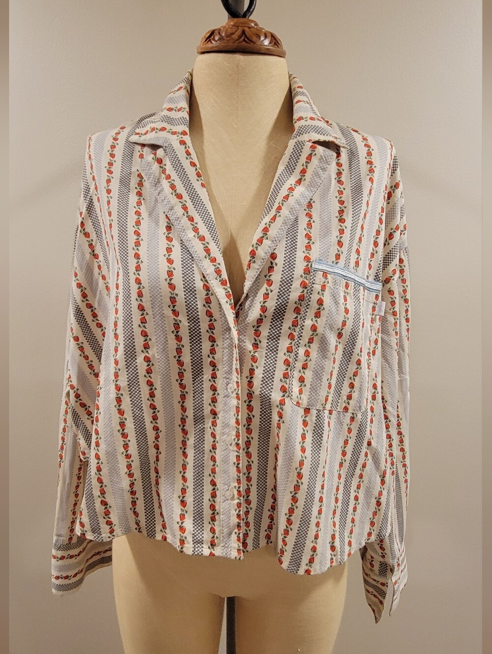 Out From Under Striped Floral Shirt-100% Cotton